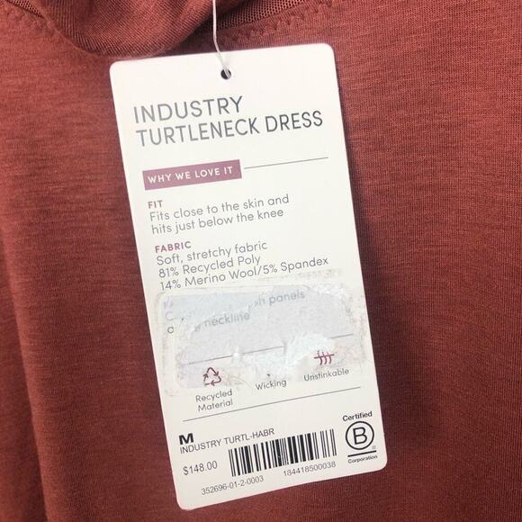 NWT Athleta Industry Turtleneck Stretch Dress Havana Brown Size M Long Sleeves - Picture 6 of 10
